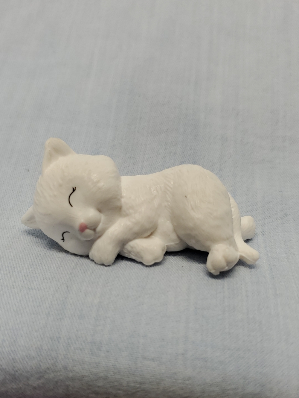 Barbie White Sleeping Kitten Toy with Pink Nose